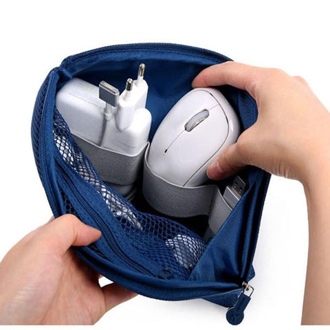 Travel Zipper Cosmetic Bag Women Casual USB Data Cable Headset Earphone Solid-PA00912-Veeddydropshipping