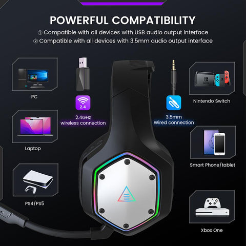 RGB Wireless Gaming Headset with ENC Mic-Veeddydropshipping
