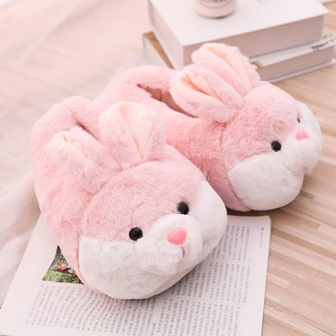 Rabbit Plush Slippers Adorable Warm House Shoes for Bedroom-BS01132-Veeddydropshipping