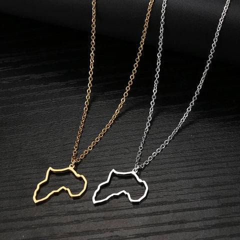 Stainless Steel Necklaces Africa Map Dainty Jewelry Girls Gifts-JW01289-Veeddydropshipping