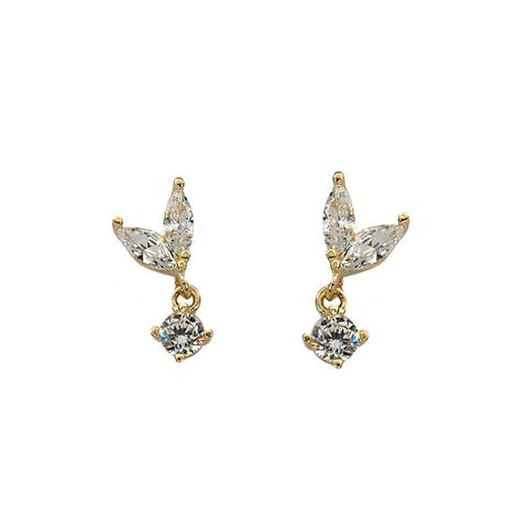 925 Sterling Silver French Simple Crystal Bud Stud Earrings  -JW00271-Veeddydropshipping