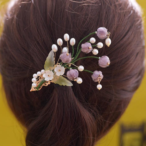 Purple Flower Hair Clips Vintage Butterfly Hairpins Pendant Hair -JW00543-Veeddydropshipping