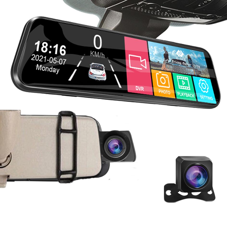 E-ACE Auto Black Box Car Dvr Streaming Media Mirror Dash Camera 10 Inch-AM00709-Veeddydropshipping
