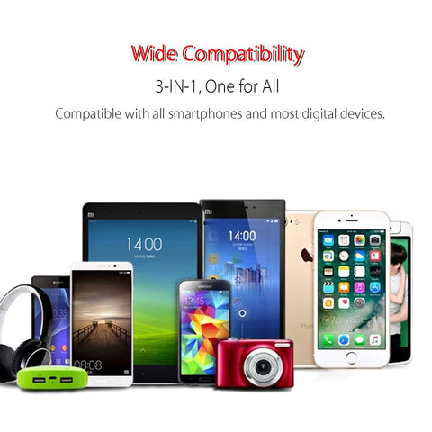 3 in 1 USB Cable For Lightning Type C Micro USB Fast Charging-PA00025-Veeddydropshipping