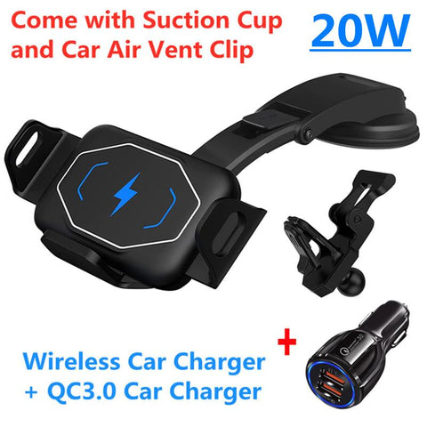 Car Wireless Charger 20W Auto Clamping Phone Mount-PA01200-Veeddydropshipping