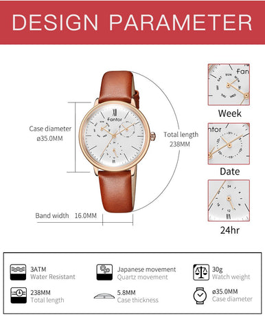 Luxury Leather Ladies Watch Woman Quartz Wristwatch-JW00985-Veeddydropshipping