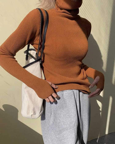 Women heaps collar Turtleneck Sweaters Slim Pullover-WF00004-Veeddydropshipping