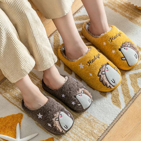 Hedgehog Couple Home Furry Slippers 2021 Autumn Winter-BS01288-Veeddydropshipping