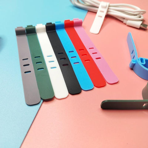 5pcs Silicone Data Cable Organizer Cellphone Charger Cable Power Cord Management for Laptop-PA00870-Veeddydropshipping