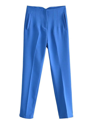 Women Straight Pants High Waist Trousers-WF00601-Veeddydropshipping