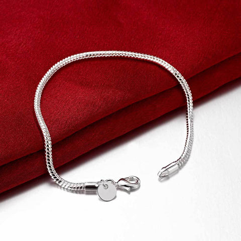 925 Sterling Silver Inch Snake Chain Bracelet Necklace Sets -JW00195-Veeddydropshipping