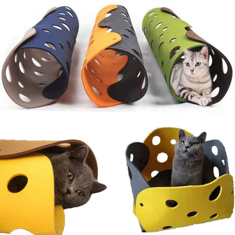 Cat Toy Felt Nest Kitten Tunnel Collapsible-HA01410-Veeddydropshipping
