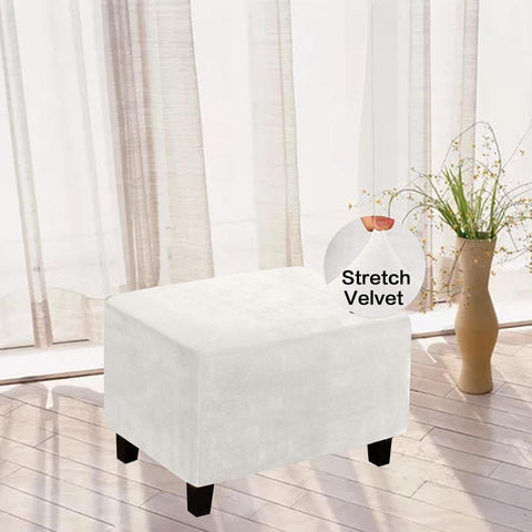 Velvet Rectangle Ottoman Stool Cover-HA00542-Veeddydropshipping