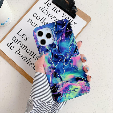 Laser Gradual Color Marble Phone Case For iphone 14 Pro Max 13 Pro 12 11 14 Plus-PA00183-Veeddydropshipping