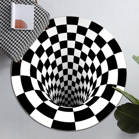 Round Checkerboard Carpet Floor Mat-HA00488-Veeddydropshipping