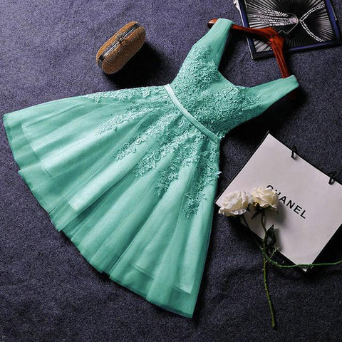 Elegant Sexy Prom Dress Short V Neck-WF01552-Veeddydropshipping