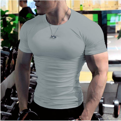 Summer Short Sleeve Fitness T-shirt Running Sports Fitness Muscle T-shirt Plus Size-Veeddydropshipping