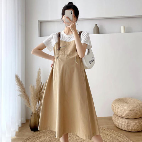 7025# Patchwork One Piece Maternity Dress Summer Korean Fashion-TB00572-Veeddydropshipping