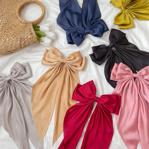 Color Big Large Satin Bow Hairpins Barrettes For Women Girl  -JW00458-Veeddydropshipping
