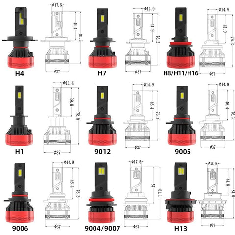 F5 LED Headlight Bulb Fog Light H4 H10 Car LED Headlamp 110W 20000LM H7-AM00002-Veeddydropshipping