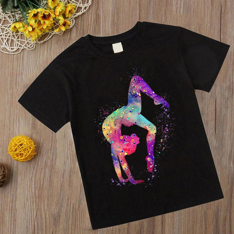 Watercolor Gymnastics T Shirt New Kids Girl Tshirt Kawaii gymnastics art Top-TB01143-Veeddydropshipping