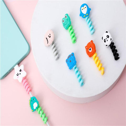 Cartoon Spiral USB Protector Charge Cable Silicone Bobbin Winder For Cell Phone-PA00941-Veeddydropshipping