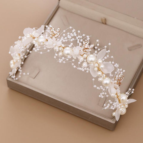 Flowers Hair Band Pearl Wedding Headbands  Jewelry -JW00552-Veeddydropshipping