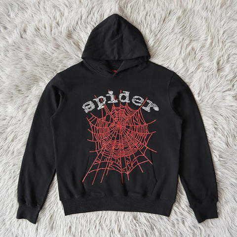 Men Women Foam Printing Spider Web Hooded Young Thug Pullover-Veeddydropshipping
