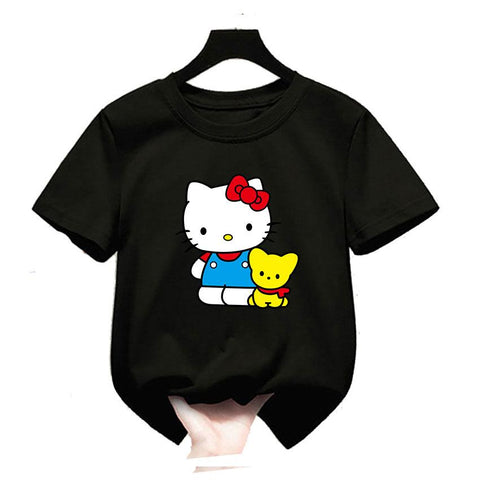 Kawaii Hello Kitty T Shirt Cartoon Short sleeve Boys Girls Harajuku-TB00957-Veeddydropshipping