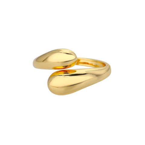 Stainless Steel Smooth Double Ball Beads Rings For Woman Open-JW01389-Veeddydropshipping
