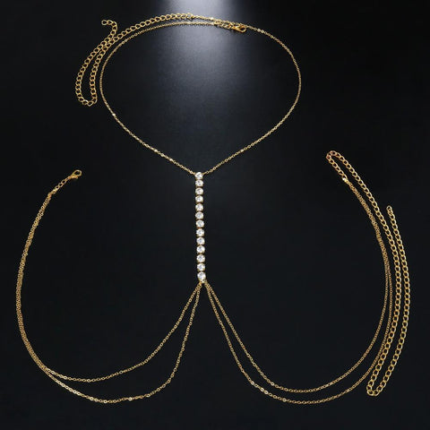 Necklace  Sexy Rhinestone Body Chain Steel Jewelry For Women-JW01374-Veeddydropshipping