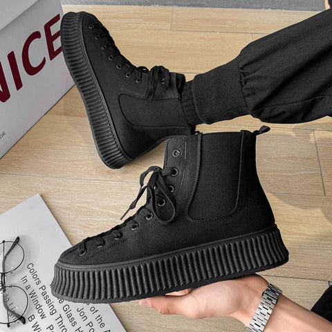 Shoes Black Wearproof Chelsea Boots Hombre Heighten Leather-BS01356-Veeddydropshipping