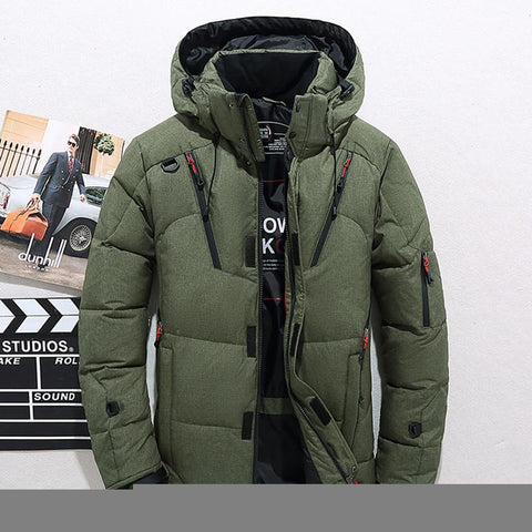 White Duck Down Jacket Warm Hooded Thick Down Jacket-MF01214-Veeddydropshipping