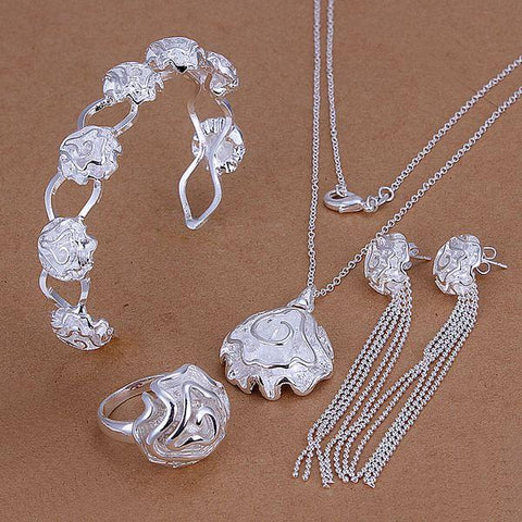 925 sterling Silver  bracelet Earrings fashion jewelry sets -JW00309-Veeddydropshipping