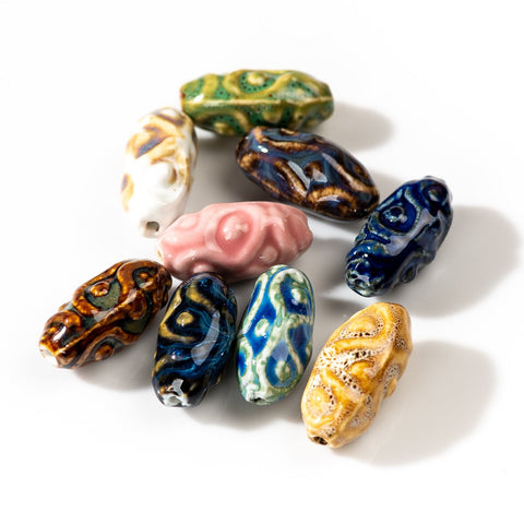 Irregular Special Shape Pendant Ceramic Retro Beads For Jewelery -JW01463-Veeddydropshipping