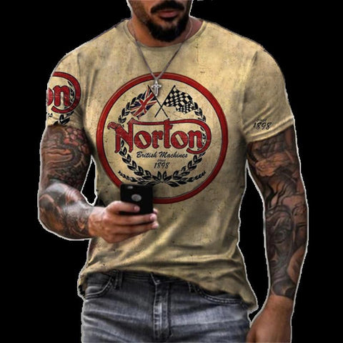 T-shirt 3D vintage motorcycle oversized T-shirt men's clothing bicycle racing T-shirt-Veeddydropshipping