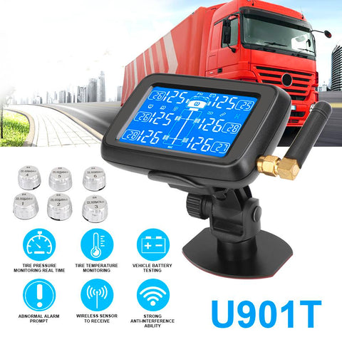 Digital LCD Display Replaceable Battery Auto Truck BUS TPMS with 6 External-AM00149-Veeddydropshipping