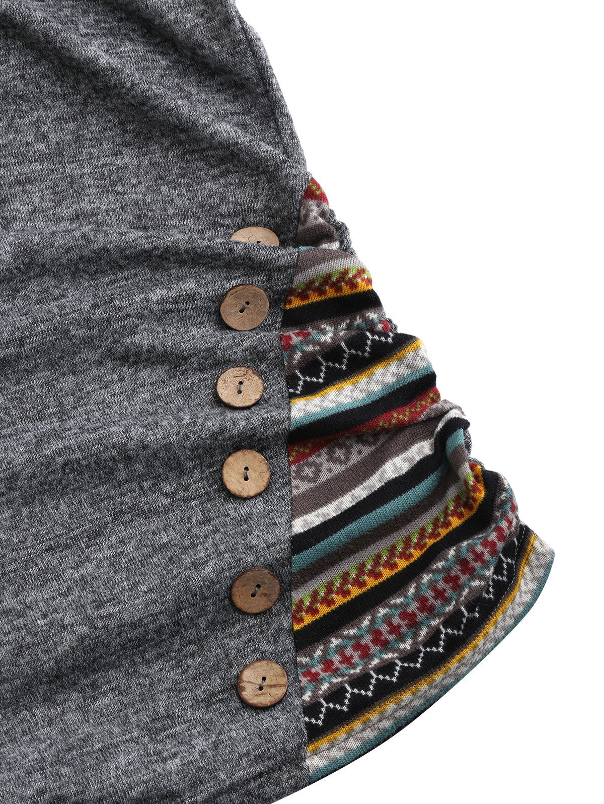 Tribal Geometric Stripe Panel Hooded Knit Top Long Sleeve-Veeddydropshipping