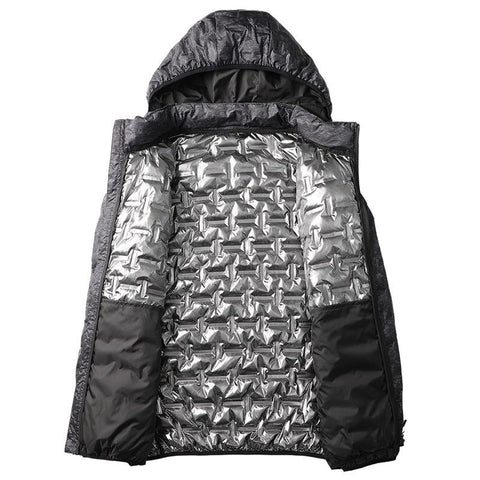 Lightweight Hat Detachable Grey Duck Down Jacket Top-MF01267-Veeddydropshipping