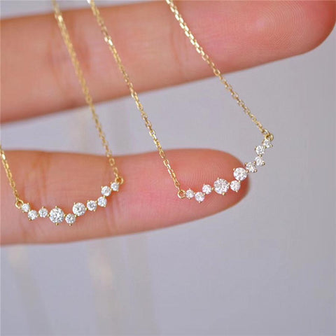925 Sterling Silver Simple Zircon Smile Pendant Clavicle Chain Necklace -JW00067-Veeddydropshipping