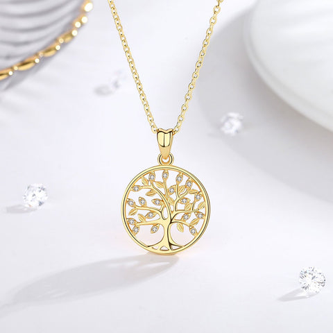 100% 925 Sterling Silver Tree of Life Pendant Necklaces -JW00009-Veeddydropshipping