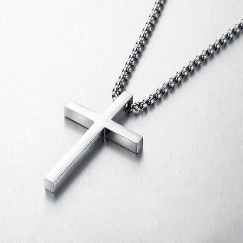 Stainless Steel Cross Pendant Necklace Chokers Silver Color -JW00251-Veeddydropshipping