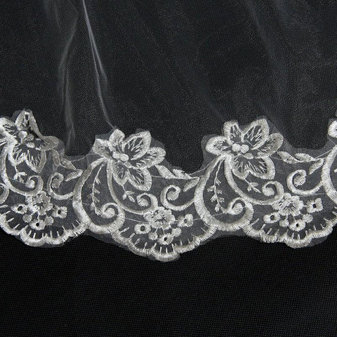 One Layer Lace Edge Catherdal Wedding Veil-WF01459-Veeddydropshipping