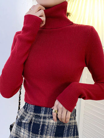 Women Pullover Turtleneck Sweater Autumn Long Sleeve-WF00003-Veeddydropshipping