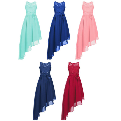 Kid Girl Child Flower Chiffon Tulle Lace Dress Wedding Bridesmaid Formal-TB00855-Veeddydropshipping