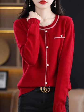 Crewneck Match Color Thread Loose Sweater-WF00104-Veeddydropshipping