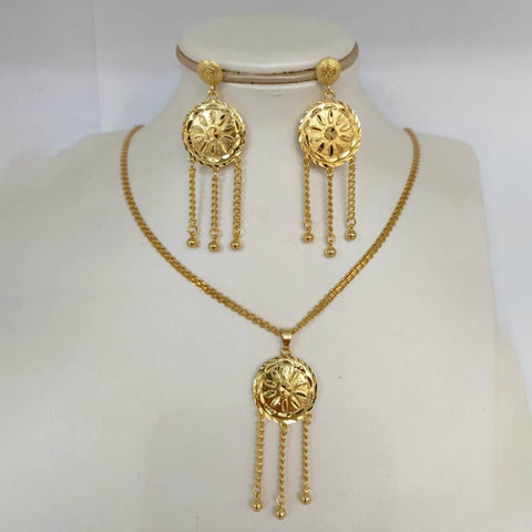 18K Gold Color  Jewelry Setsr Earrings and Necklace  -JW00301-Veeddydropshipping