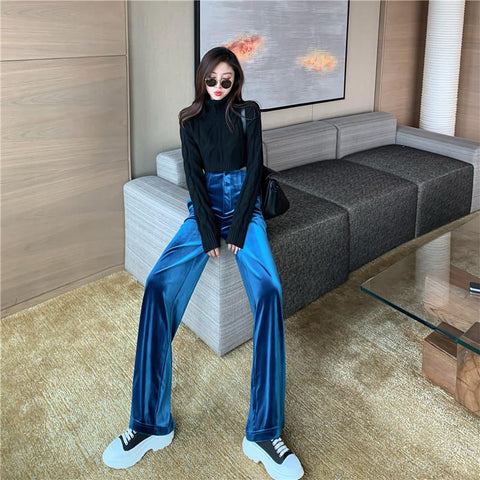 Velvet Elegant Women Solid Wide-legged Pants-WF00585-Veeddydropshipping