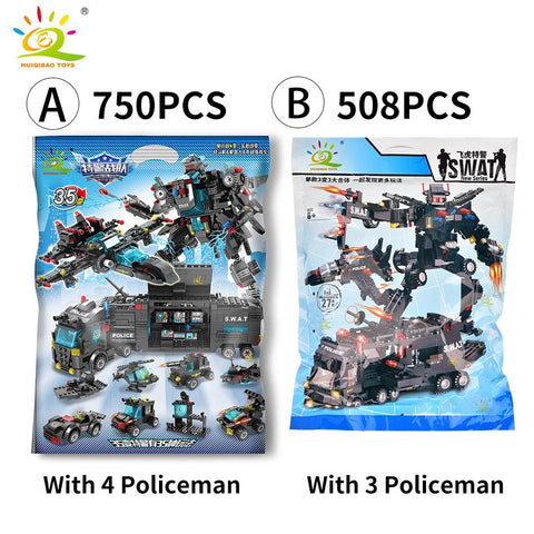 HUIQIBAO SWAT Police Station Truck Model Building Blocks City Machine-TB01474-Veeddydropshipping