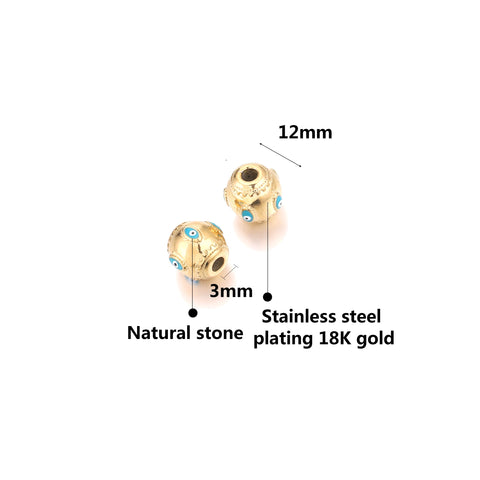 Steel Glasses Natural Stone Beads Enamel  Bead for DIY -JW01493-Veeddydropshipping